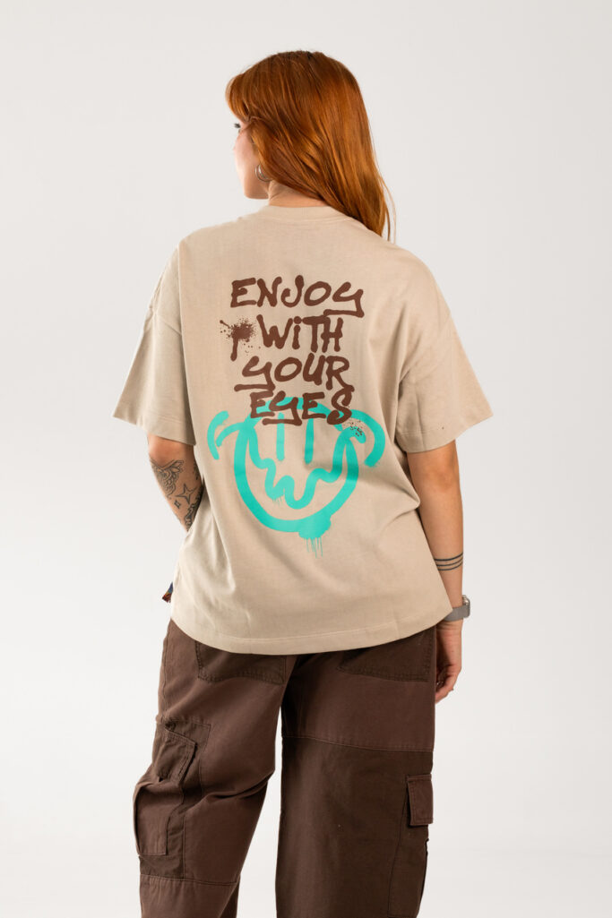 T-shirt Enjoy New Over Bege Claro