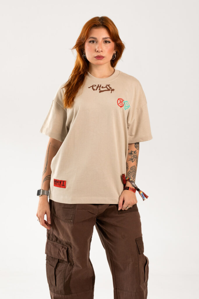 T-shirt Enjoy New Over Bege Claro